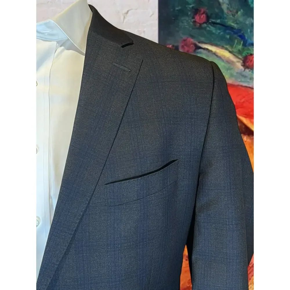 Peter Millar Canada 42R 38x30 Gray Royal Blue Plaid Quality Suit